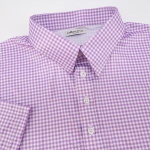 Collars & Co. Purple Gingham Short Sleeve Button Up Shirt Men's 2X-Large XXL NEW